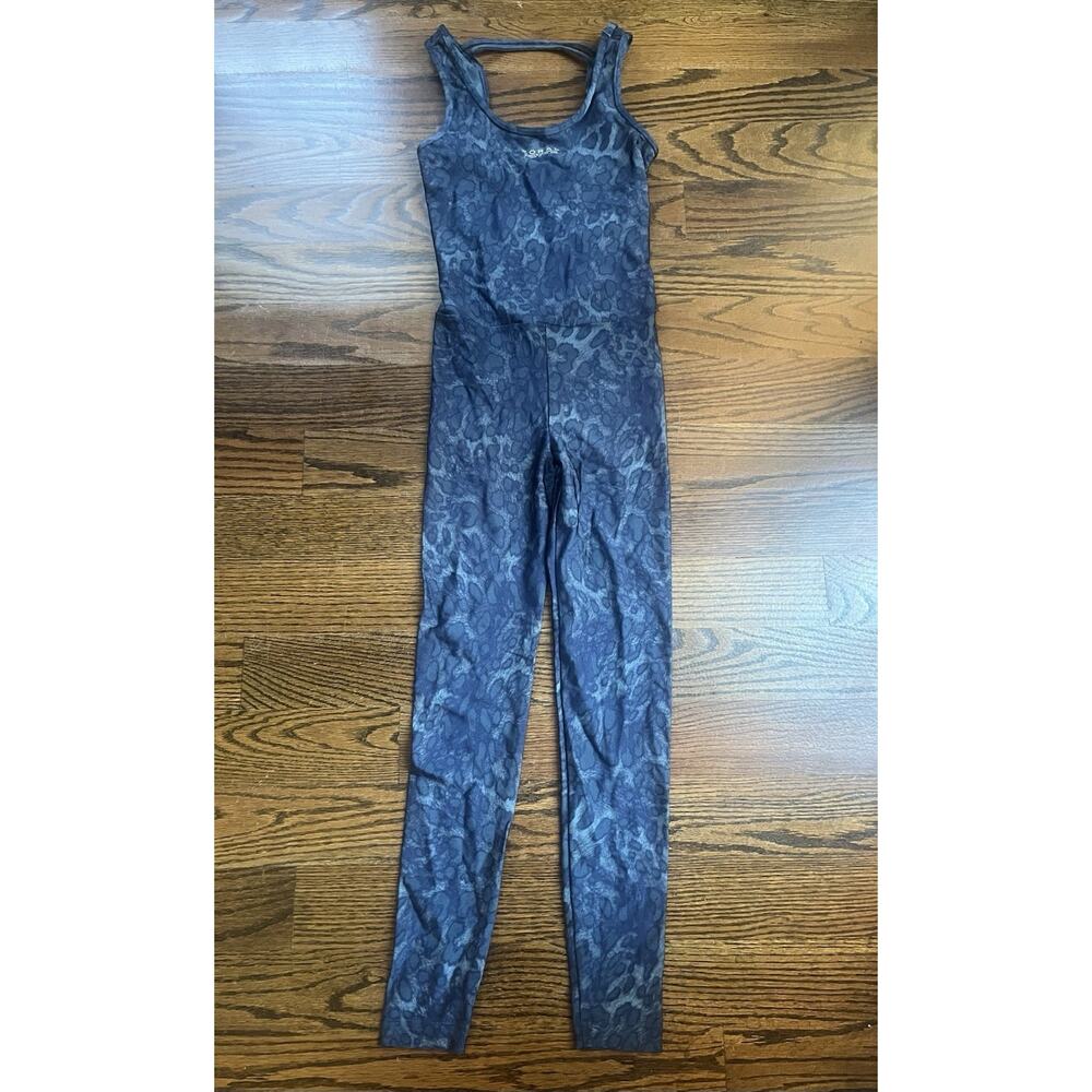 Koral women’s one piece athletic jumpsuit blue leopard print Size S NWOT